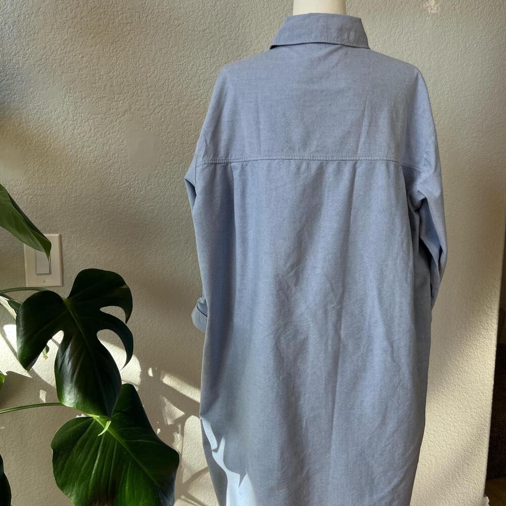 Zara Oversized Blue Cotton Shirt Dress - Picture 3 of 8